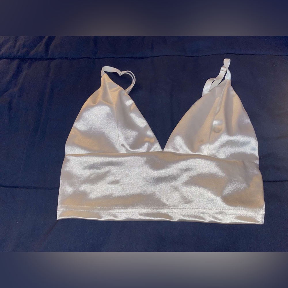 Satin White Crop Bralette Top- Zara size S